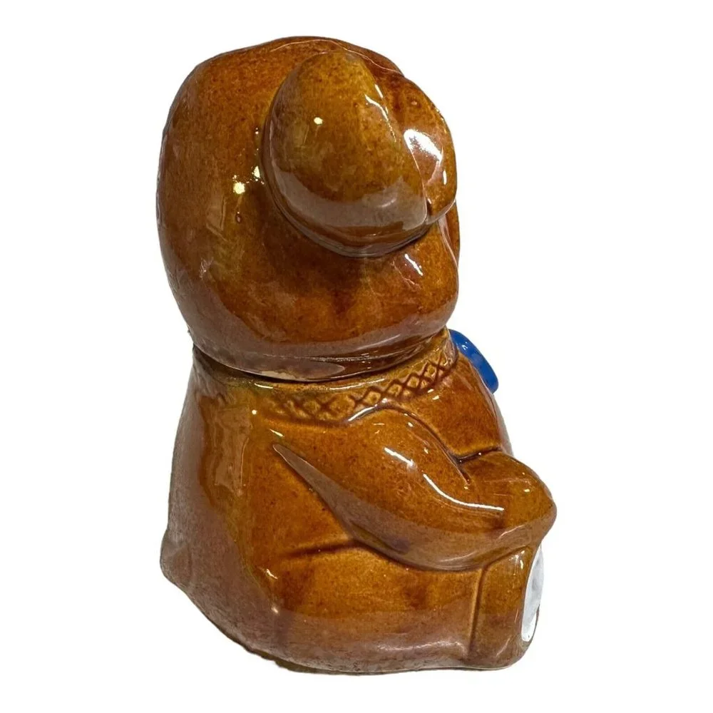 Vintage 1982 Houston Foods Ceramic Bear Honey Pot Container Jam Jar Hand Painted